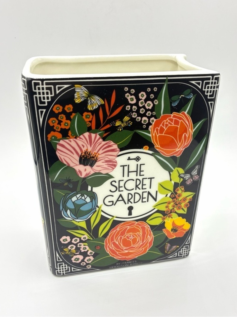 The Secret Garden Ceramic Book Vase Floral Butterfly Decor Cottagecore